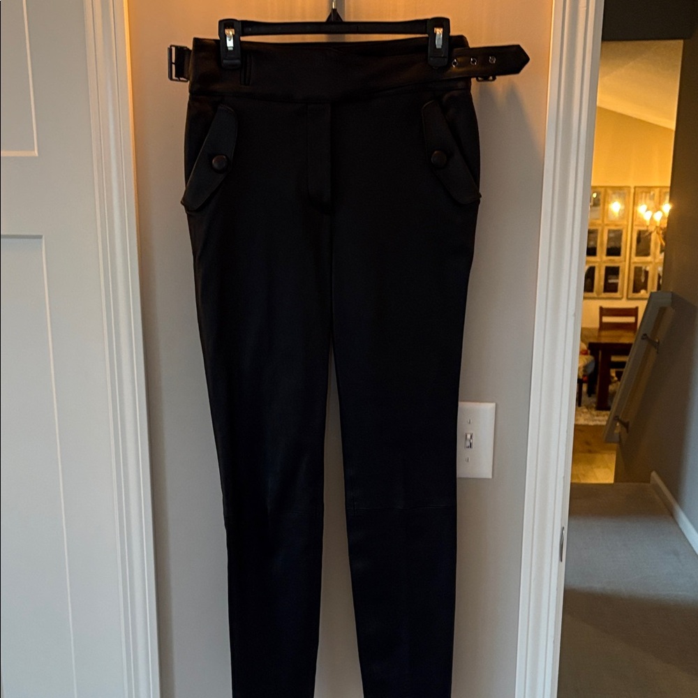 Veronica Beard Black Skinny Pants with Belt Detail